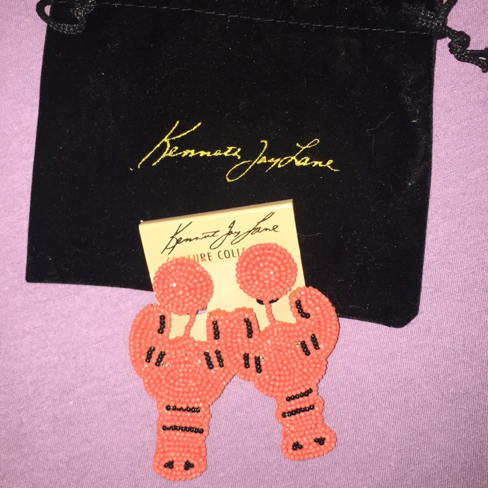 Kenneth jay lane coral lobster clip earrings